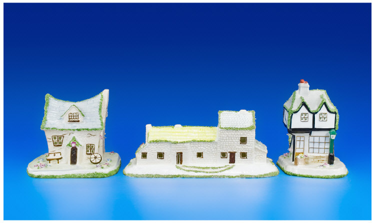 Appraisal: Coalport Cottages Three comprising 'The Crooked Cottage' inches wide x