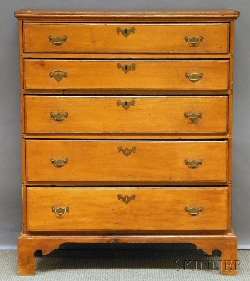 Appraisal: Pine Five-drawer Tall Chest ht wd in