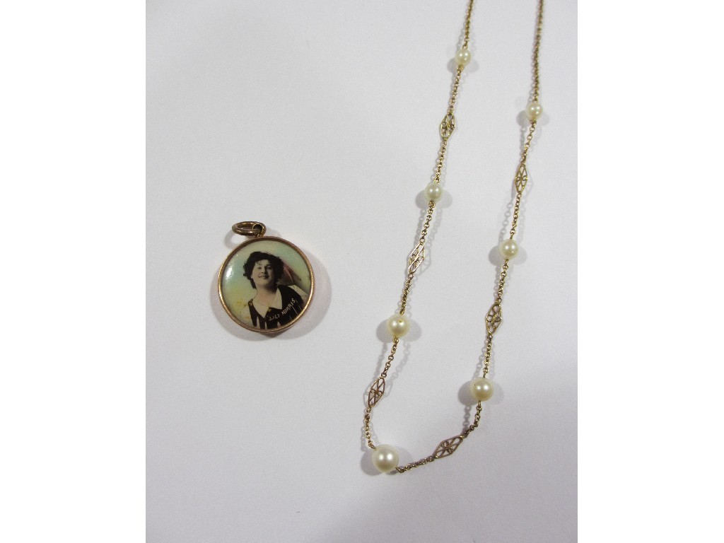 Appraisal: Lot comprising a ct gold cultured pearl spacer necklace and