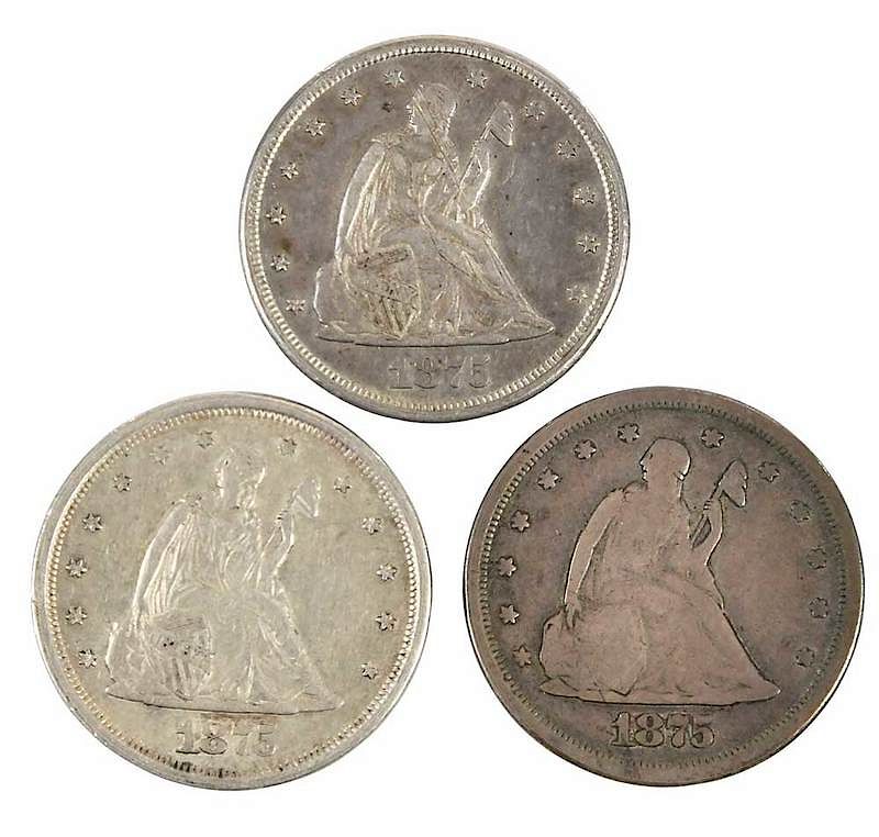 Appraisal: Three Cent Pieces -S x and -CC Provenance Estate of