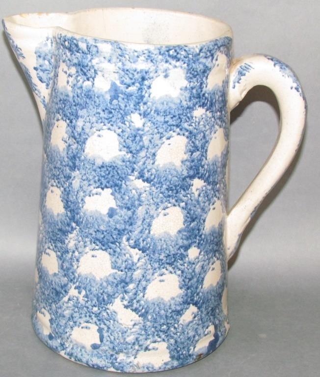 Appraisal: KITCHEN SPATTER STONEWARE PITCHER tight line in base extending up