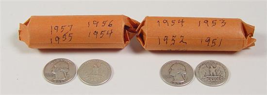 Appraisal: Two Rolls of Silver Washington Quarters Dates mostly in 's