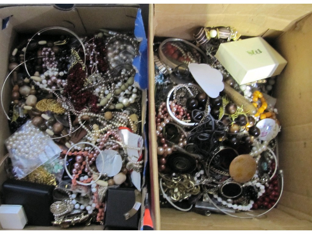 Appraisal: Lot comprising two boxes of costume jewellery