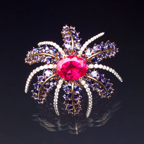 Appraisal: TIFFANY CO Fireworks brooch in platinum and k yellow gold