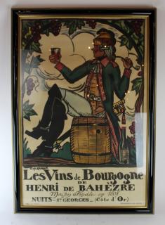 Appraisal: Vintage French advertising poster Les Vins de Bourgogne h x