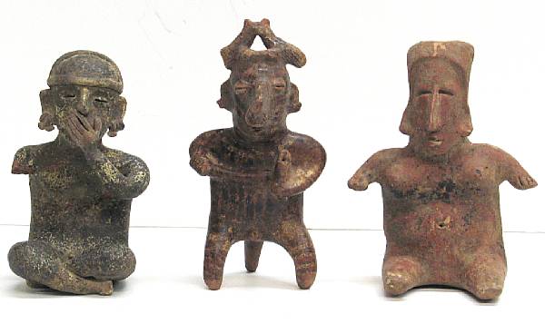 Appraisal: Three West Mexican pre-Columbian figures height - in