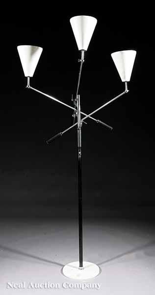 Appraisal: A Triennale Three-Light Floor Lamp designed by Gino Sarfatti enameled