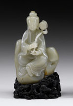 Appraisal: Chinese light celadon jade Quanyin th century or later Of