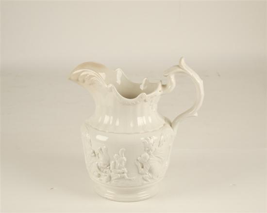 Appraisal: Parian Ware Monkey Pitcher with raised relief unmarked high