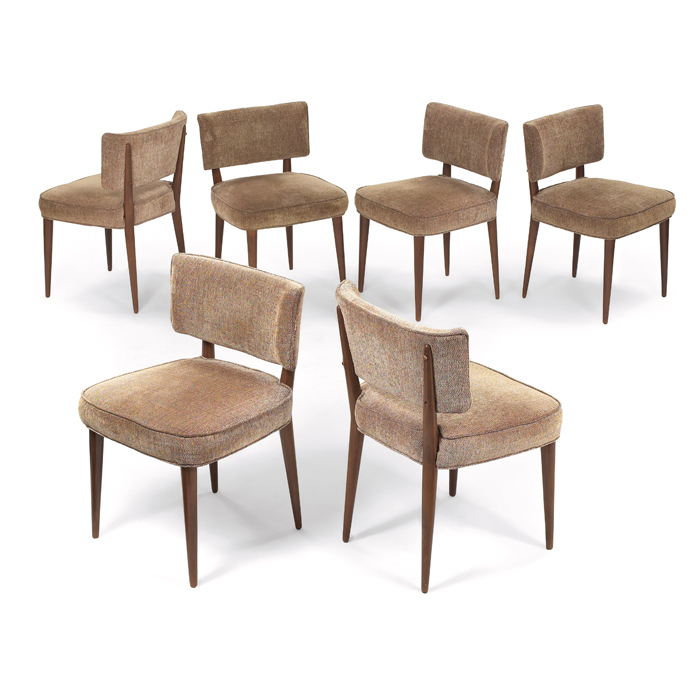 Appraisal: Edward Wormley dining chairs by Dunbar six mahogany frames with