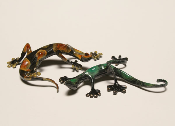 Appraisal: Celia Reich gilt and enameled bronze lizards One titled Steppin'