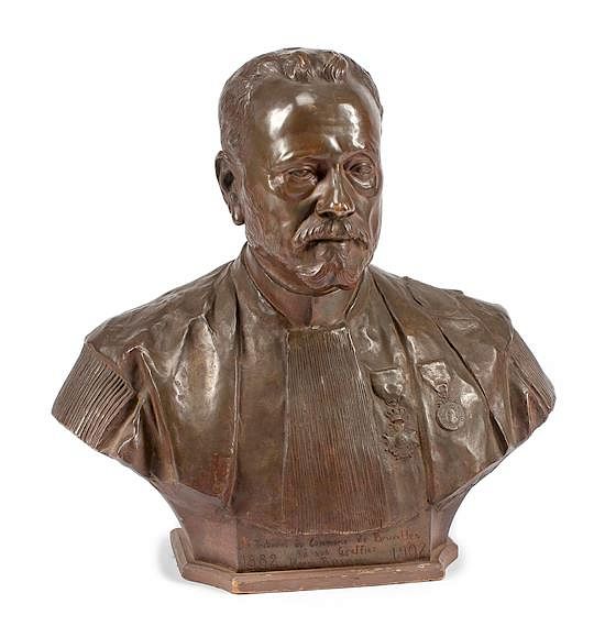 Appraisal: A Continental Patinated Bronze Bust Height inches A Continental Patinated