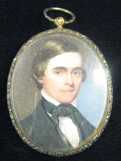 Appraisal: American School th century miniature portrait of a gentleman Unsigned