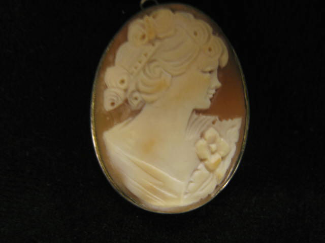 Appraisal: Cameo Brooch or Pendant carved shell portrait of a young