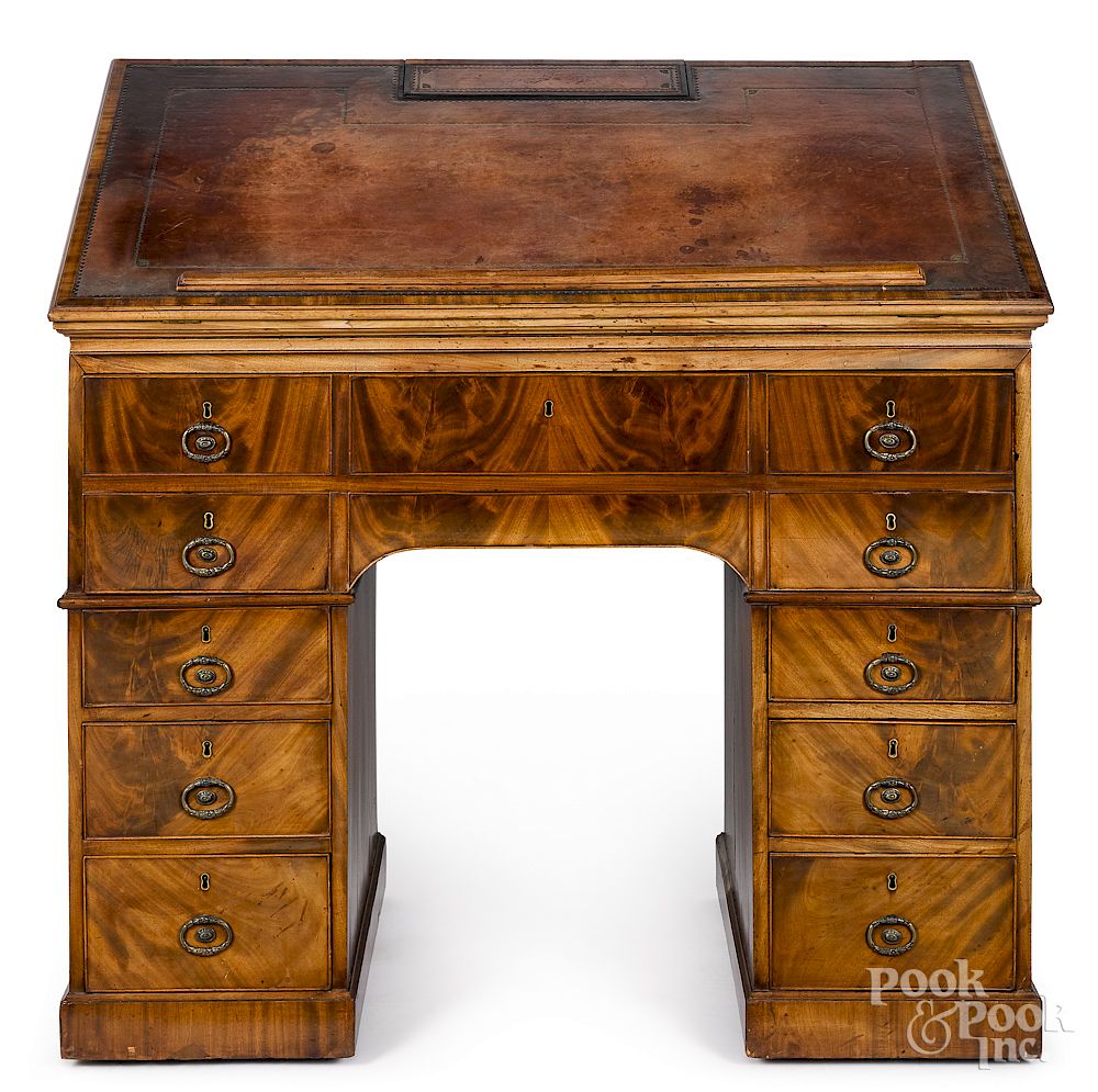 Appraisal: Regency mahogany architects desk Regency mahogany architects desk early th