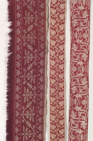 Appraisal: Three European Embroidered Textiles th th century one edge gouge