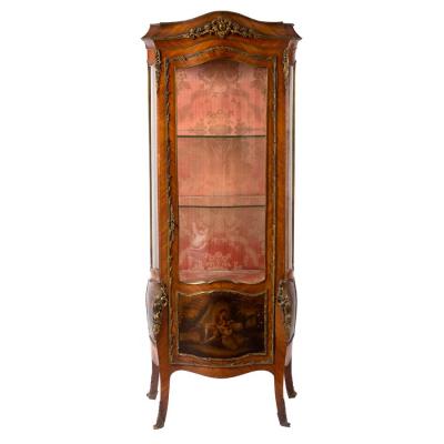 Appraisal: A French kingwood vitrine of serpentine outline with gilt metal