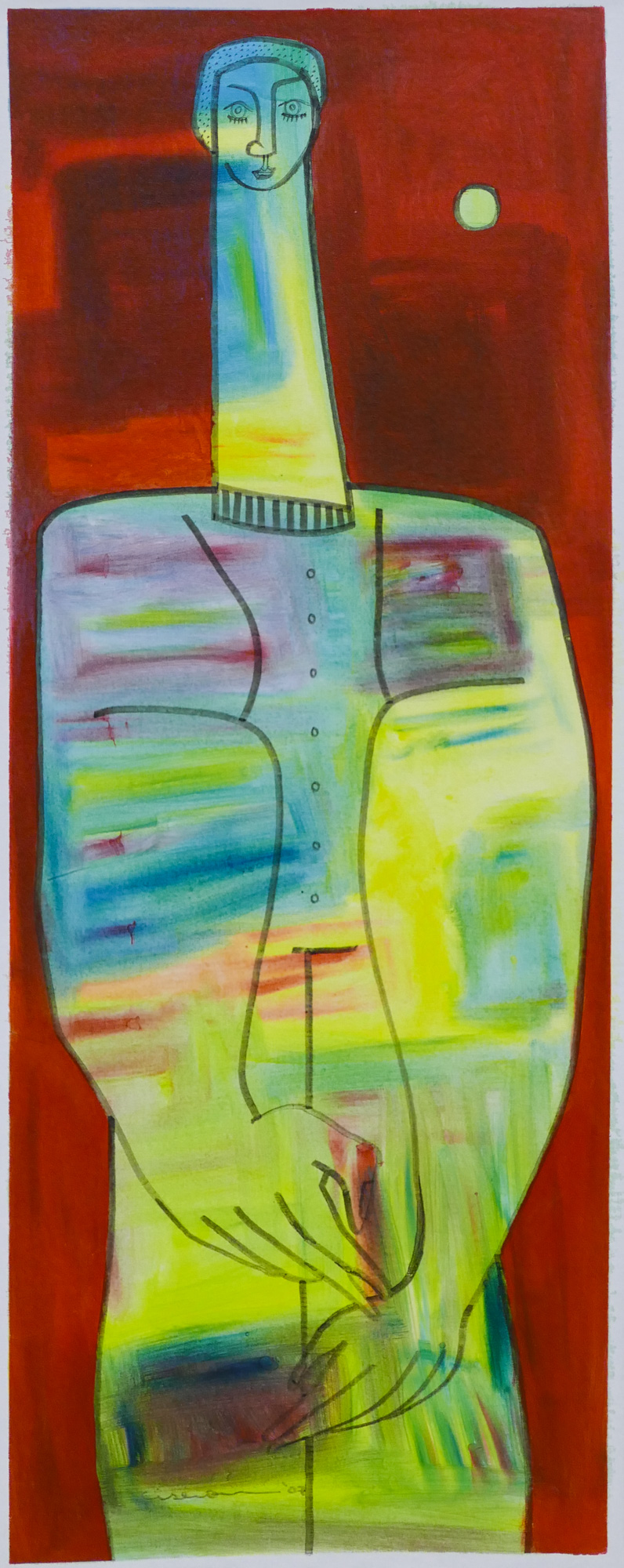 Appraisal: Elmer Ciseron Bautista b Honduras ''Figure with Moon'' Acrylic on