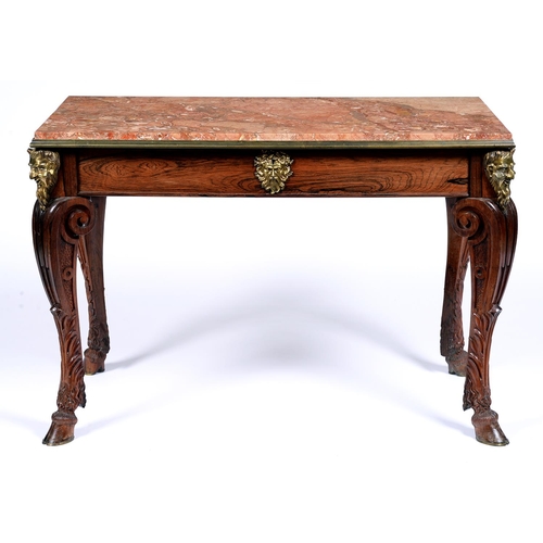 Appraisal: A brass mounted rosewood centre table th c fitted with