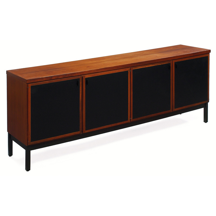 Appraisal: Milo Baughman cabinet attribution walnut case with two bi-fold doors