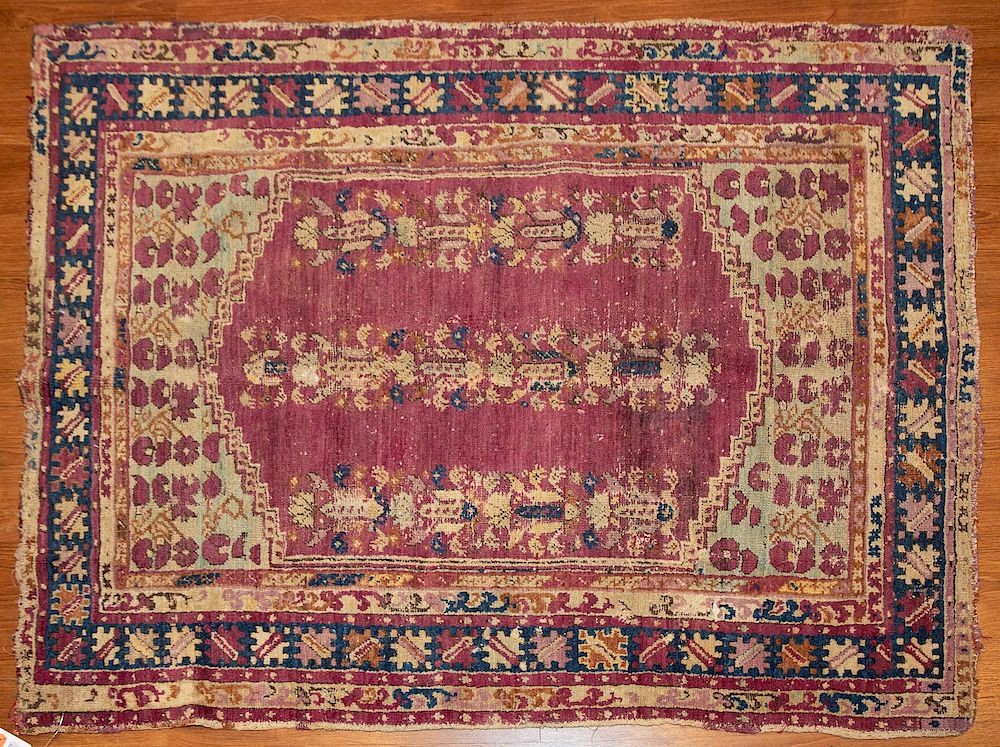 Appraisal: Antique Turkish Konya Rug x early th century Condition Heavy