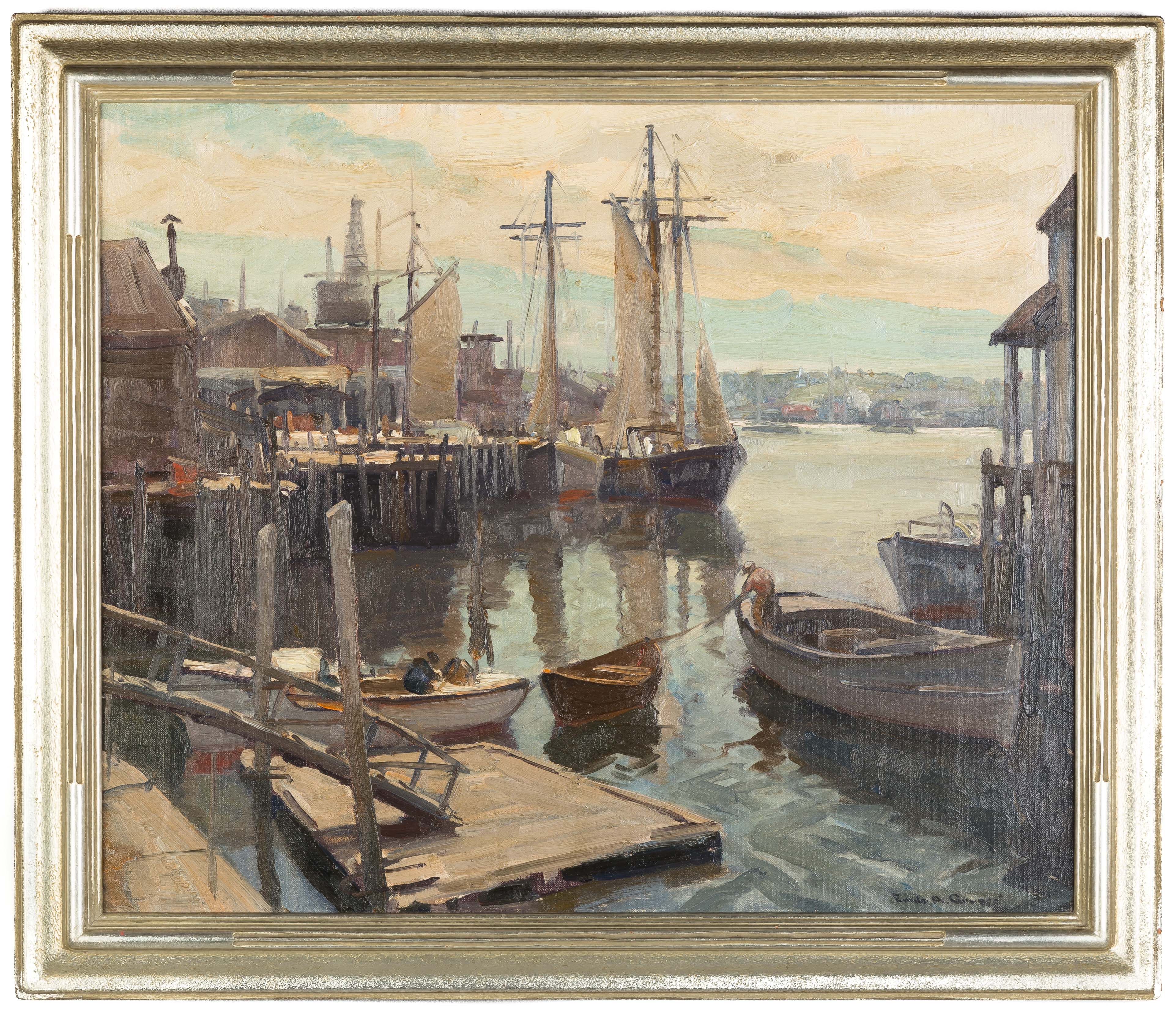 Appraisal: Emile Gruppe American - Town Landing Gloucester Signed lower right