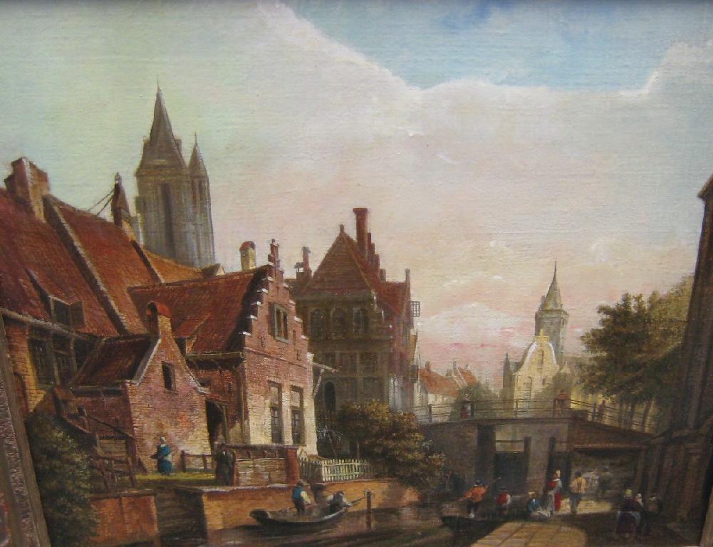 Appraisal: FOLLOWER OF JAN JACOB SPOHLER A Dutch canal scene with