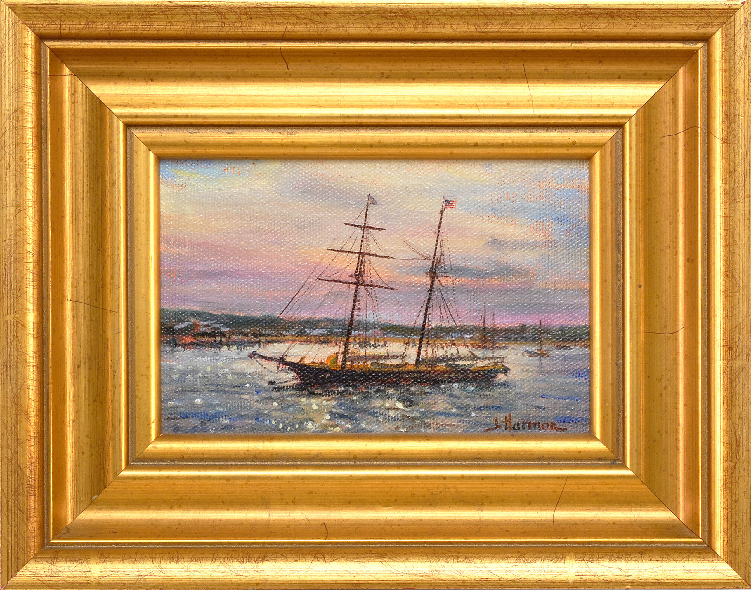 Appraisal: JUDY HARMONAmerican ContemporarySchooner Shenandoah at Vineyard Haven Signed lower right