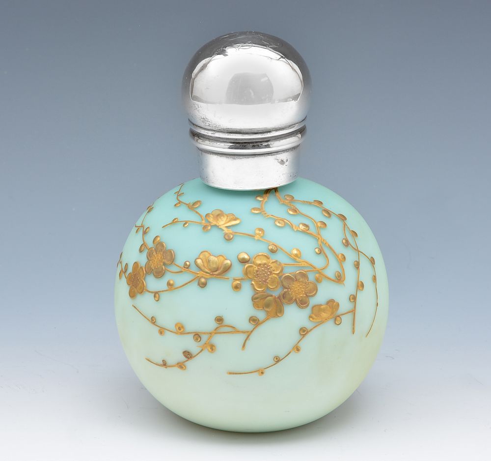 Appraisal: Thomas Webb perfume bottle with gilt design Thomas Webb blue-to-cream