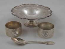 Appraisal: A small silver comport Sheffield cm across a pair of