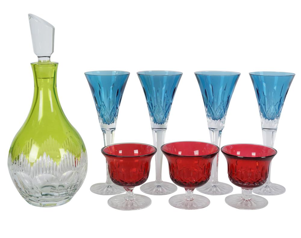 Appraisal: WATERFORD COLORED CRYSTAL PARTIAL SERVICEmarked comprising cranberry and clear glass