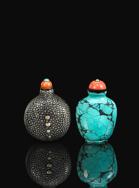 Appraisal: Two snuff bottles The first th Century of compressed ovoid