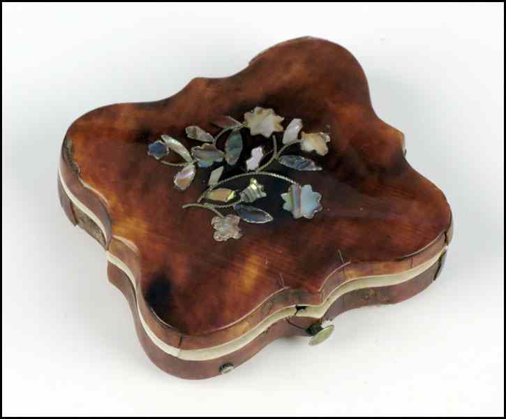 Appraisal: VICTORIAN TORTOISESHELL AND MOTHER OF PEARL INLAID CASE Containing an