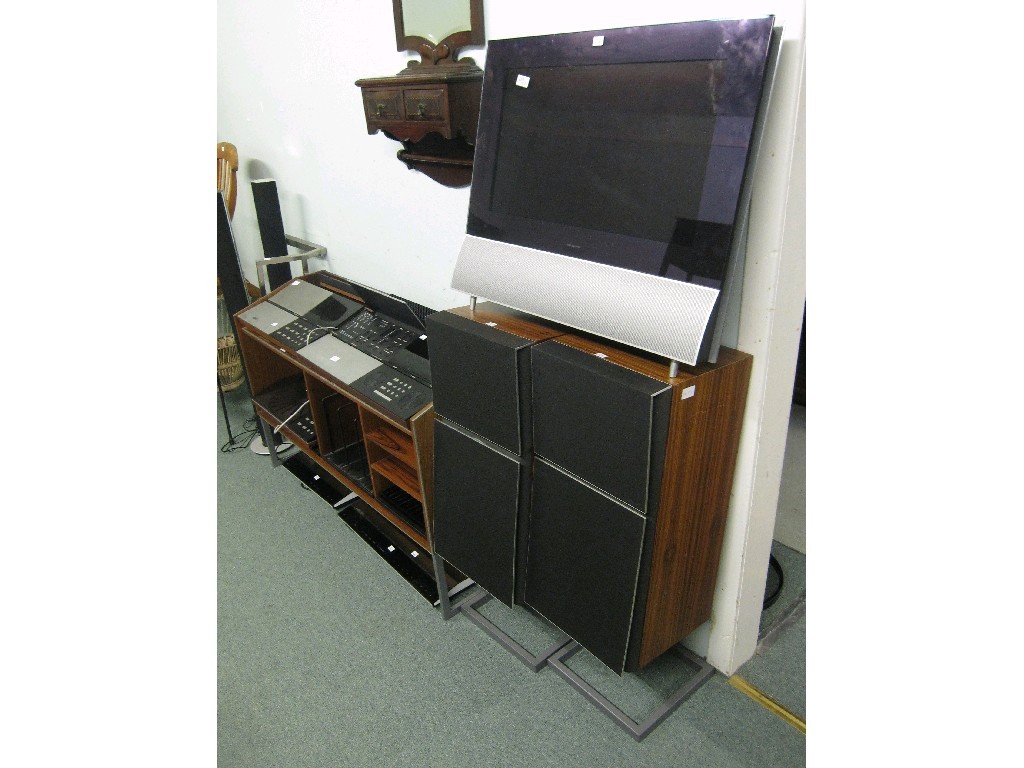 Appraisal: Bang Olufsen stereo system in cabinet with two large speakers