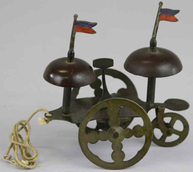 Appraisal: DOUBLE BELL TOY Germany pull toy features flag on each