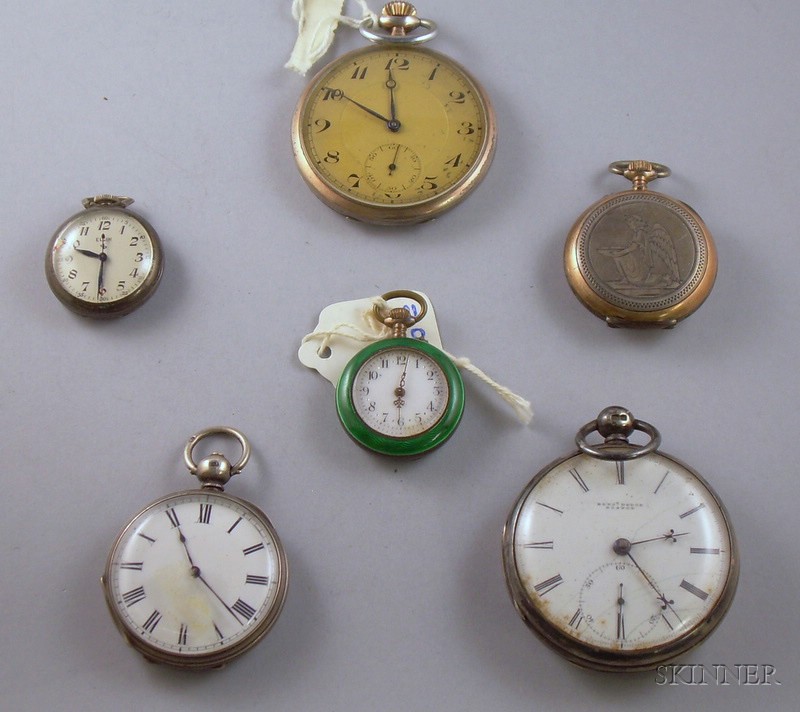 Appraisal: Six Assorted Silver Pocket Watches an English sterling silver open