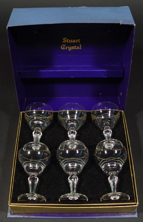 Appraisal: Set of six Stuart crystal Cunard steamship glasses in a