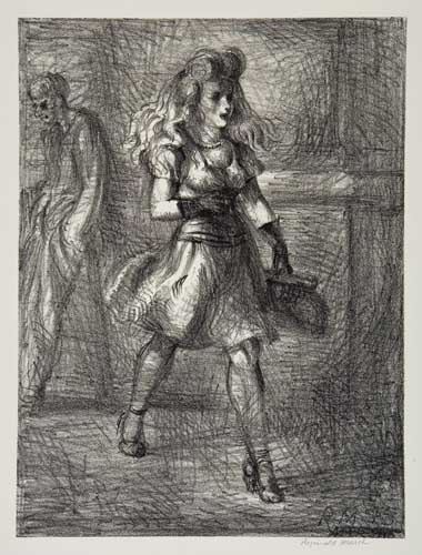 Appraisal: REGINALD MARSH Girl Walking Elevated Lithograph x mm x inches