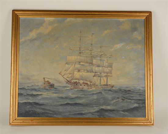 Appraisal: Arthur Allen Lewis - American Standing by Four Masted Barq