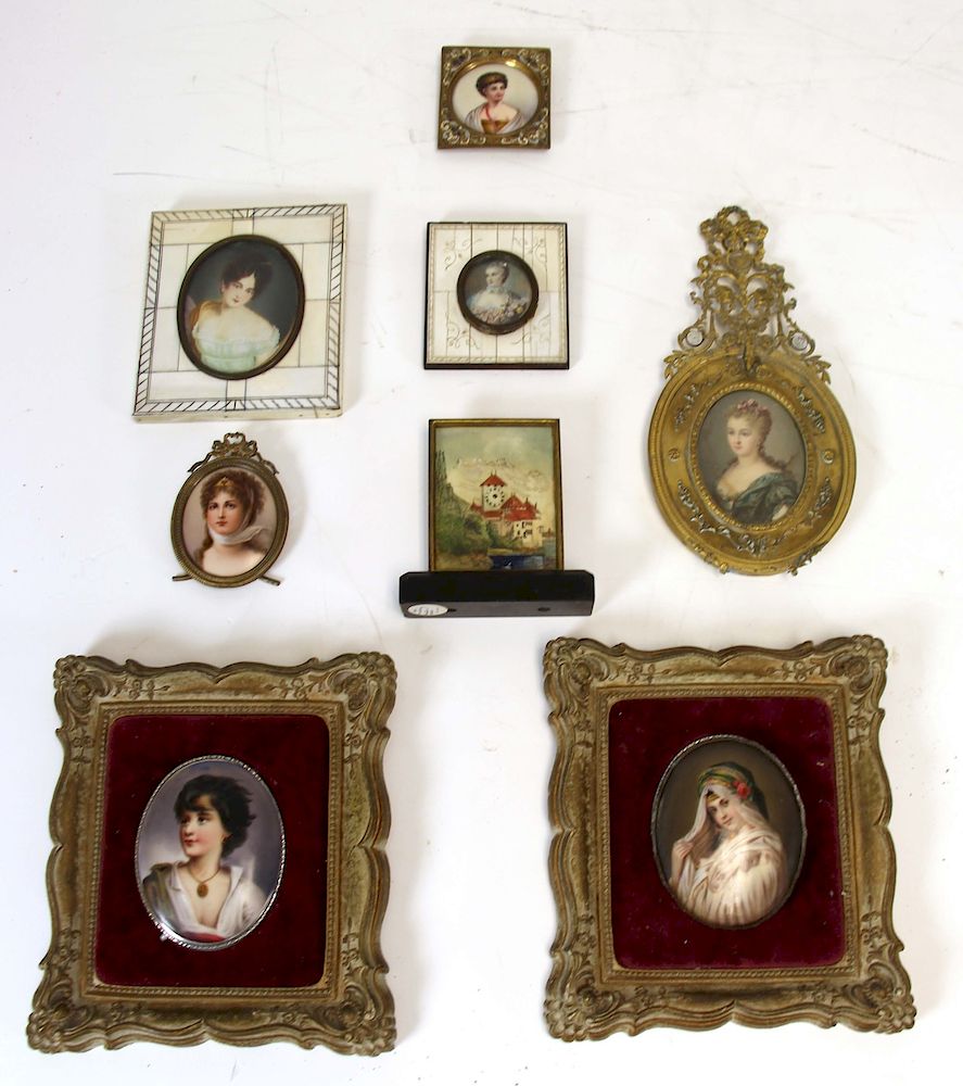 Appraisal: GROUPING OF MINIATURES AND ONE CLOCK TO INCLUDE Woman with