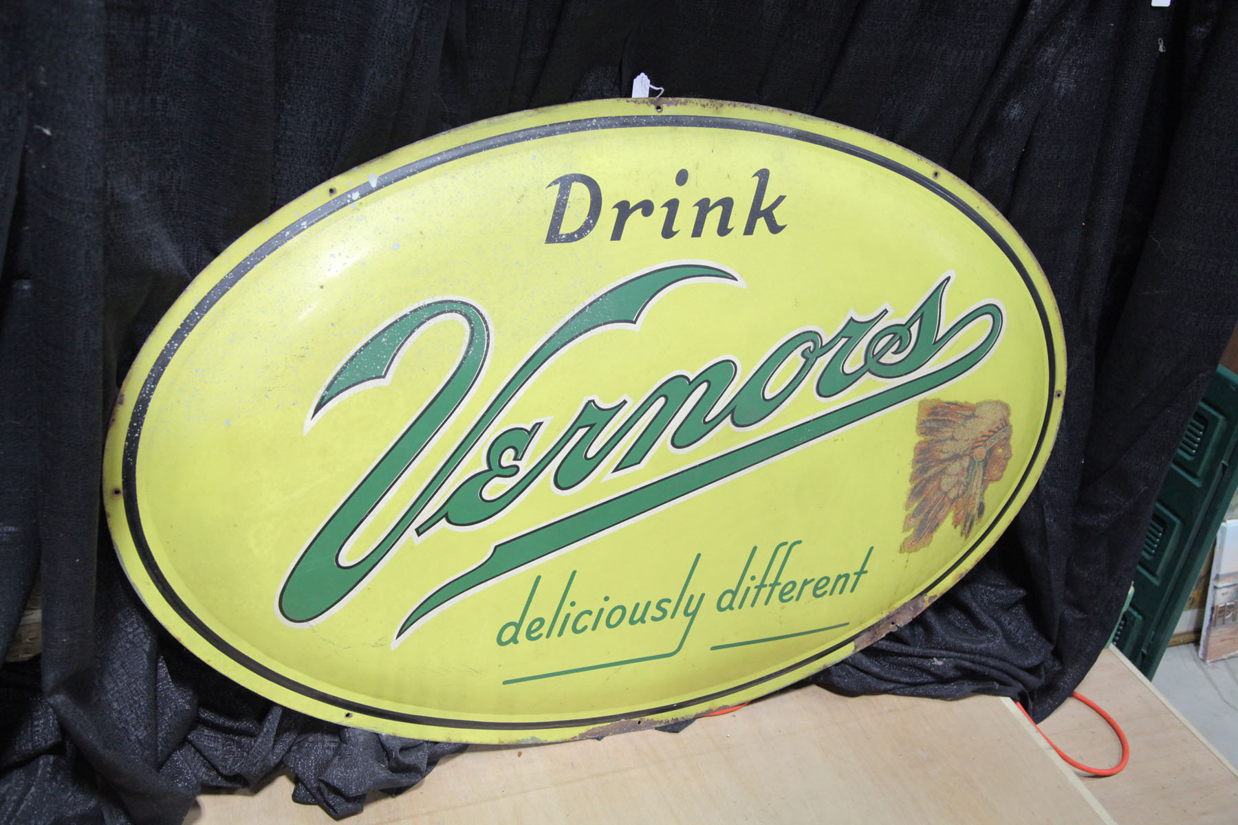 Appraisal: VERNORS ADVERTISING SIGN American mid th century Oval metal sign