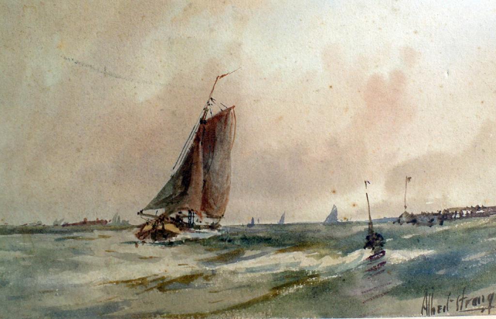 Appraisal: ALBERT GEORGE STRANGE - COASTAL SHIPPING signed lower right watercolour