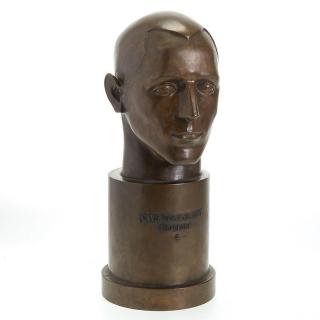 Appraisal: Art Deco bronze MIT laboratory headform Art Deco bronze MIT