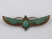 Appraisal: A filigree silver gilt and plique-a-jour enamel Egyptian revival scarab