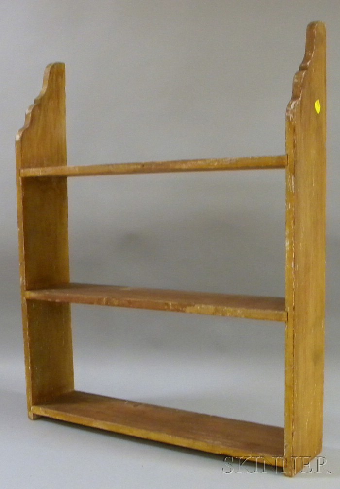 Appraisal: Comb Grained Wooden Three-Tier Wall Shelf ht wd dp in