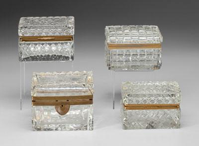 Appraisal: Four rectangular cut glass boxes all with brass mounts one