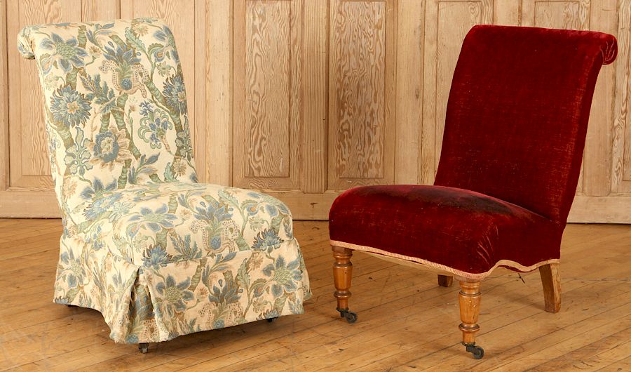 Appraisal: PAIR FRENCH NAPOLEON III SLIPPER CHAIRS C A pair of