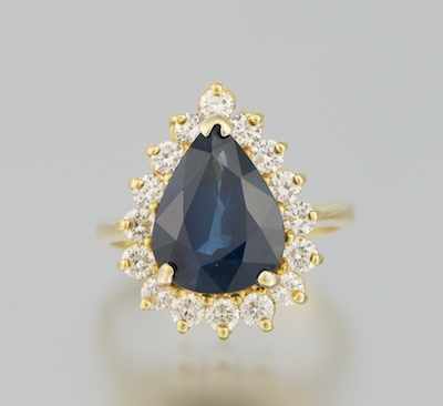 Appraisal: A Ladies' Sapphire and Diamond Ring k yellow gold ring