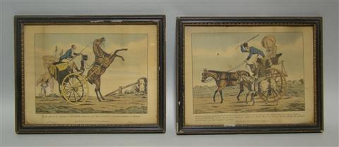 Appraisal: H ALDEN JANUARY A PAIR OF HORSE RELATED CARTOONS colored