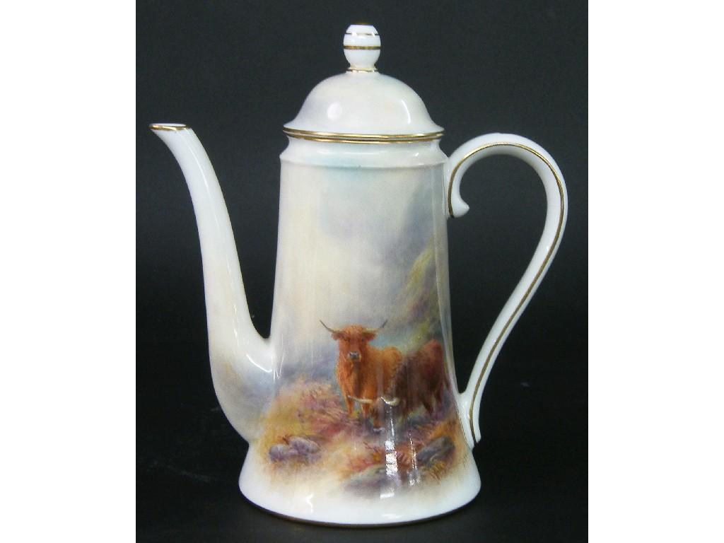 Appraisal: Royal Worcester coffee pot and cover by Harry Stinton painted